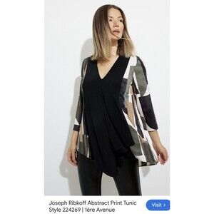 JOSEPH RIBKOFF Style 224269  Tunic Size 22 2X Abstract Multicolor Black Artsy